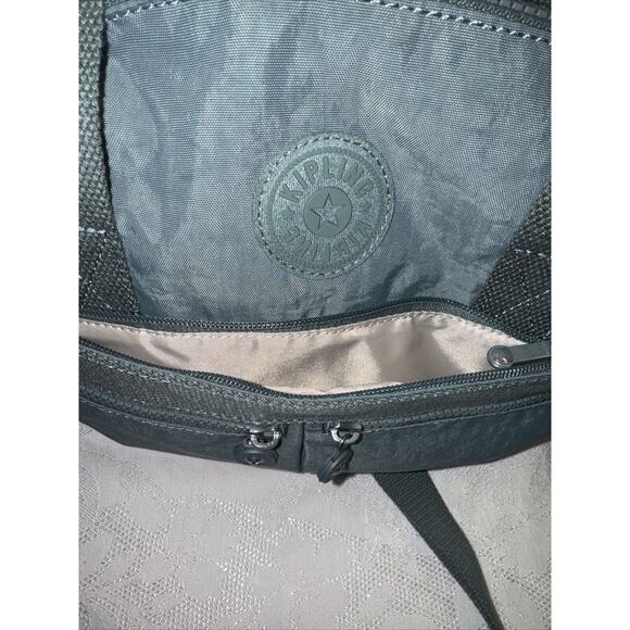 Kipling Shoulder Bag Tote Crossbody Green Nylon w/ Monkey Keychain ELIN HB7697 - Picture 7 of 16